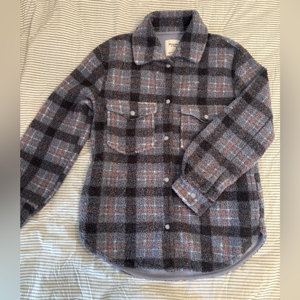 Abercrombie fuzzy fleece flannel jacket